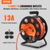 VEVOR Extension Cord Reel, 100FT, with 4 Outlets and Dust Cover, Heavy Duty 14AWG SJTOW Power Cord