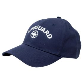 Kemp USA Lifeguard Cap, Low Profile with (Size/Color: Red Logo, Navy, Option: White Embroide)