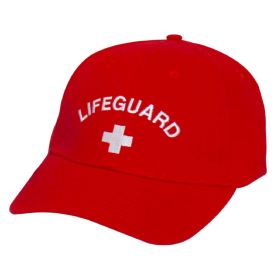 Kemp USA Lifeguard Cap, Low Profile with (Size/Color: Red Logo, Red, Option: White Embroide)