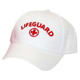 Kemp USA Lifeguard Cap, Low Profile with (Size/Color: Red Logo, White, Option: White Embroide)