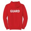 Kemp USA Hooded Pullover Sweatshirt,  Red with GUARD Logo in  White on Front &  Back,