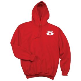 Kemp USA Hooded Pullover Sweatshirt,  Red with GUARD Logo in  White on Front &  Back, (Option: XX Large)