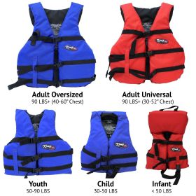 Kemp USA Life Jacket, (Option: Red & Black, Youth)